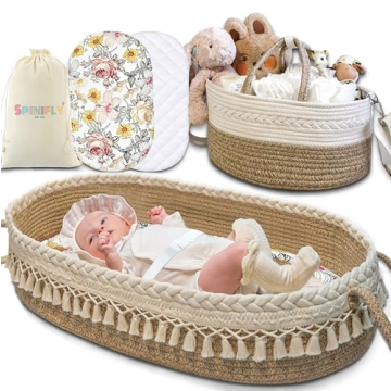Handmade Macrame Baby Changing Basket Set - 100% Cotton, Portable Nursery Decor