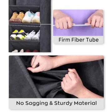 SLEEPING LAMB Over The Door Shoe Organizer for Closet with Large Deep Pockets, Narrow Shoe Rack for Door Hanging Boots Storage, Black