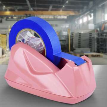 Acrimet Premium Desktop Tape Dispenser Jumbo, Plastic, Non-Skid Base (Heavy Duty) (Pink Color)