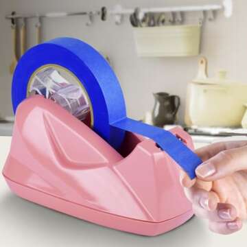 Acrimet Premium Desktop Tape Dispenser Jumbo, Plastic, Non-Skid Base (Heavy Duty) (Pink Color)