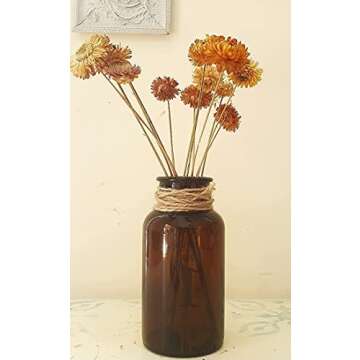 2 Pieces Amber Glass Vases. 7.9x4 in Apothecary Jars. Decorative Bottles, 2 L for Flower, Vintage Medicine Bottles: Decor Centerpiece, Wedding, Bridal Shower. (Amber 2L)