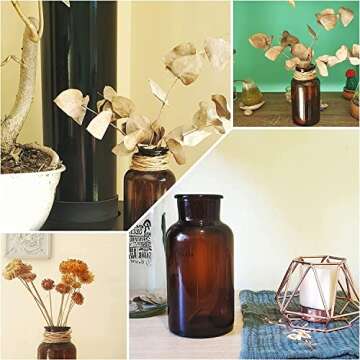 2 Pieces Amber Glass Vases. 7.9x4 in Apothecary Jars. Decorative Bottles, 2 L for Flower, Vintage Medicine Bottles: Decor Centerpiece, Wedding, Bridal Shower. (Amber 2L)