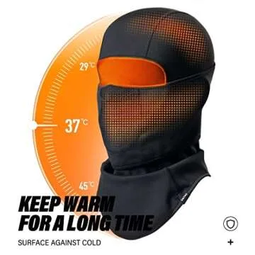 SAITAG Balaclava Ski Mask Warm Face Mask for Cold Weather Winter Skiing Snowboarding Motorcycling Ice Fishing Men (Black)