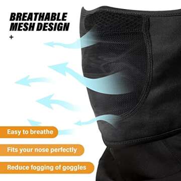 SAITAG Balaclava Ski Mask Warm Face Mask for Cold Weather Winter Skiing Snowboarding Motorcycling Ice Fishing Men (Black)