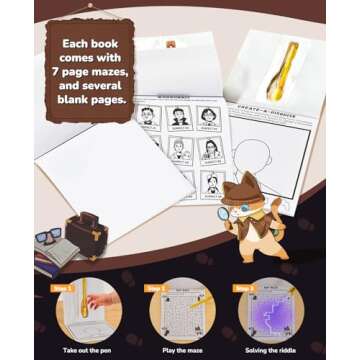 JoyCat Invisible Ink Pen with Spy Game Notebooks, Upgraded Spy Invisible Ink Pen with UV Light Magic Marker for Secret Message,Party Favors,Stocking Stuffers for Kids (Bulk Pack of 24)