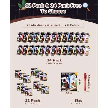 JoyCat Invisible Ink Pen with Spy Game Notebooks, Upgraded Spy Invisible Ink Pen with UV Light Magic Marker for Secret Message,Party Favors,Stocking Stuffers for Kids (Bulk Pack of 24)