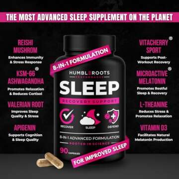 8-IN-1 All-Natural Sleep Aid Supplement for Recovery, Immunity, & Sleep Support | Organic Reishi & V...