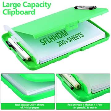 Clipboard with Storage, Nursing Clipboards with Pen Holder, Plastic Storage Clipboards with Low Prof...