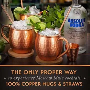 Yooreka Moscow Mule Mugs Gift Set - 100% Handcrafted Copper Cups