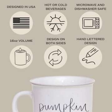 Sweet Water Decor Fall Coffee Mugs | Seasonal 16oz Ceramic Campfire Coffee Cup | Microwave & Dishwasher Safe Autumn Mug Great for Halloween, Pumpkin Spice Lattes & Thanksgiving (Pumpkin Spice)