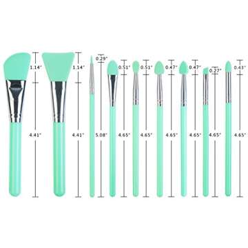 LORMAY 9Pcs Silicone Makeup Brush Set. Applicators for Facial Mask, Eyeliner, Eyebrow, Eye Shadow and Lip Makeup, and UV Epoxy Resin Craft Kit (Mint Green)