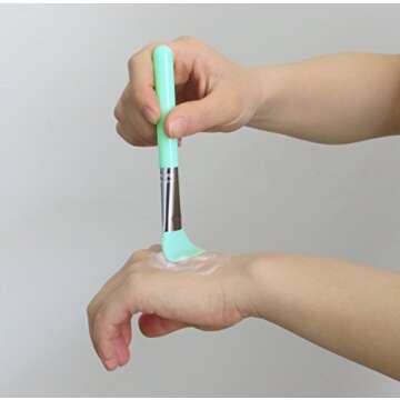 LORMAY 9Pcs Silicone Makeup Brush Set. Applicators for Facial Mask, Eyeliner, Eyebrow, Eye Shadow and Lip Makeup, and UV Epoxy Resin Craft Kit (Mint Green)