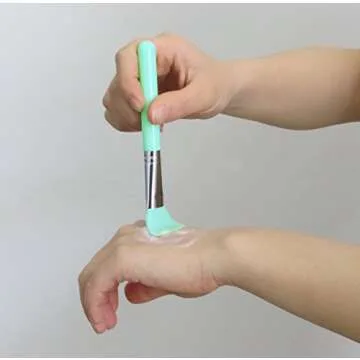 LORMAY 9Pcs Silicone Makeup Brush Set. Applicators for Facial Mask, Eyeliner, Eyebrow, Eye Shadow and Lip Makeup, and UV Epoxy Resin Craft Kit (Mint Green)