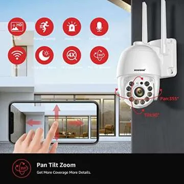 BOAVISION Security Camera Outdoor, Wireless WiFi IP Camera Home Security System 360° View,Motion Detection, auto Tracking,Two Way Talk,HD 1080P pan Tile Full Color Night Vision
