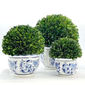 Galt International 7" Boxwood Ball in Blue & White Pot