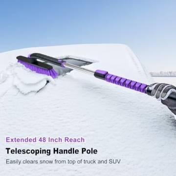 HEEYA 48 Inch Long Snow Brush for SUV - Extendable Ice Scraper and Brush with Foam Grip, 360° Pivot...