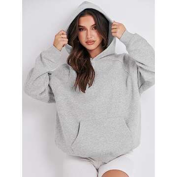 ANRABESS Women's Oversized Fleece Hoodie - Comfy Fall Wear