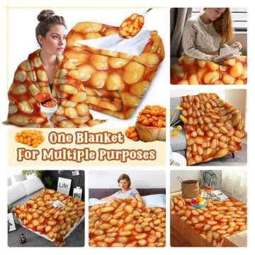 Baked Beans Blanket Throw Super Soft and Cozy Blankets for Home Decoration, Couch, Bed, Sofa 40"x30" Extra Small for Pets for All Seasons