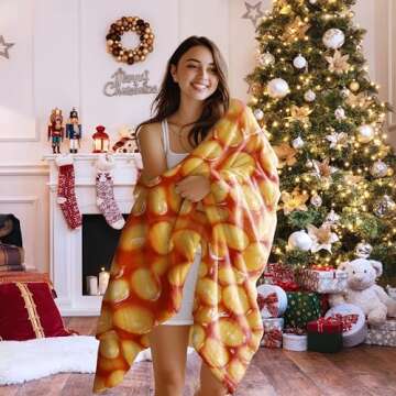 Baked Beans Blanket Throw Super Soft and Cozy Blankets for Home Decoration, Couch, Bed, Sofa 40"x30" Extra Small for Pets for All Seasons