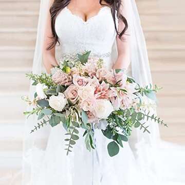 Onetoy 36pcs Eucalyptus Stems Artificial Eucalyptus Leaves Fake Greenery Branches Stems Faux Eucalyp...