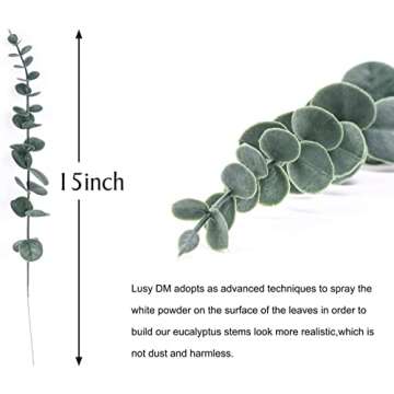 Onetoy 36pcs Eucalyptus Stems Artificial Eucalyptus Leaves Fake Greenery Branches Stems Faux Eucalyptuses Wedding Bouquet (Gteen)