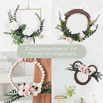 Onetoy 36pcs Eucalyptus Stems Artificial Eucalyptus Leaves Fake Greenery Branches Stems Faux Eucalyptuses Wedding Bouquet (Gteen)