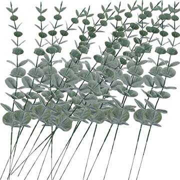 Onetoy 36pcs Eucalyptus Stems Artificial Eucalyptus Leaves Fake Greenery Branches Stems Faux Eucalyptuses Wedding Bouquet (Gteen)