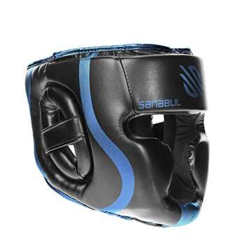 Sanabul Essential Boxing Headgear for Men & Women, Muay Thai MMA Headgear with Protective Padding, Full Face Coverage for Sparring Training, Blue, S/M