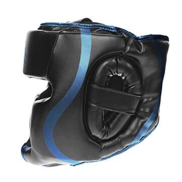 Sanabul Essential Boxing Headgear for Men & Women, Muay Thai MMA Headgear with Protective Padding, Full Face Coverage for Sparring Training, Blue, S/M