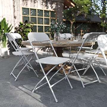 Flash Furniture Hercules Series Plastic Folding Chair - White - 4 Pack 650LB Weight Capacity Comfort...