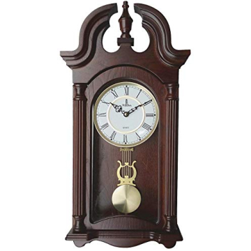Pendulum Wall Clock Battery Operated - Hanging Grandfather Wall Clock with Pendulum - Quiet, Wood Pe...