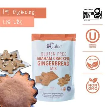 gfJules Certified Gluten Free Graham Cracker and Gingerbread Baking Mix | Non-GMO, Vegan, Kosher & Top 9 Allergen Free | Perfect Long-Lasting Snacks | Baking Alternative to Regular Mixes | 19 Ounces