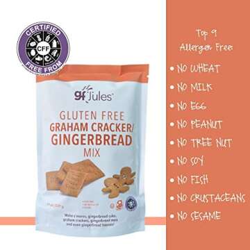 gfJules Certified Gluten Free Graham Cracker and Gingerbread Baking Mix | Non-GMO, Vegan, Kosher & Top 9 Allergen Free | Perfect Long-Lasting Snacks | Baking Alternative to Regular Mixes | 19 Ounces