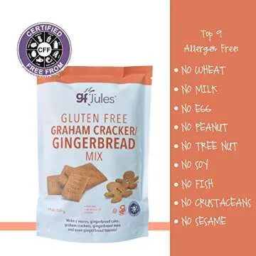 gfJules Certified Gluten Free Graham Cracker and Gingerbread Baking Mix | Non-GMO, Vegan, Kosher & Top 9 Allergen Free | Perfect Long-Lasting Snacks | Baking Alternative to Regular Mixes | 19 Ounces