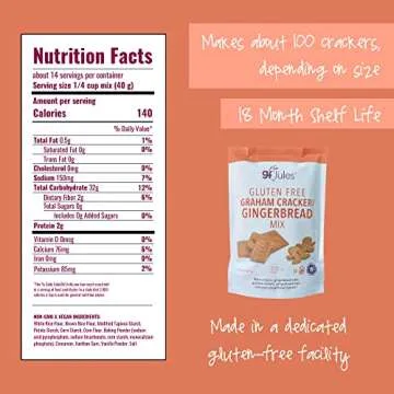 gfJules Certified Gluten Free Graham Cracker and Gingerbread Baking Mix | Non-GMO, Vegan, Kosher & Top 9 Allergen Free | Perfect Long-Lasting Snacks | Baking Alternative to Regular Mixes | 19 Ounces
