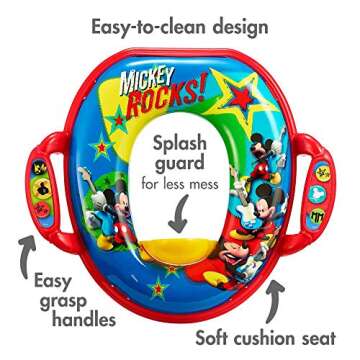 The First Years Disney Mickey Mouse Soft Potty Seat - Cushioned Toddler Toilet Seat Attachment - Tod...