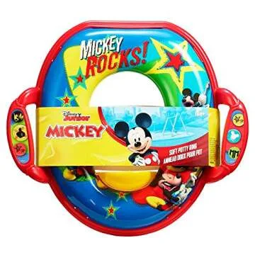 The First Years Disney Mickey Mouse Soft Potty Seat - Cushioned Toddler Toilet Seat Attachment - Toddler Potty Training Toilet Seat with Handles - Ages 18 Months and Up