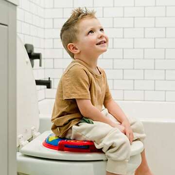 The First Years Disney Mickey Mouse Soft Potty Seat - Cushioned Toddler Toilet Seat Attachment - Toddler Potty Training Toilet Seat with Handles - Ages 18 Months and Up