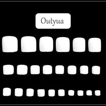 Outyua Solid Square Fake Toenails Matte Press on Toe Nails Short Acrylic False Toes Nails Cute Artificial Beach Full Cover Toenail White for Women 24 Pcs (White)