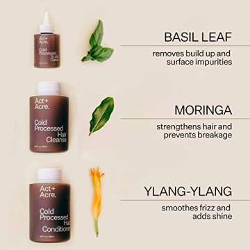 Act+Acre Cold Processed Hair Care Set Essentials Bundle with Nourishing Sulfate Free Shampoo, Moisturizing Conditioner and Scalp Oil Treatment - Hair Repair Set for Oily, Dry, and Damaged Hair