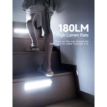 YIGER Under Cabinet Lighting（2 Pack）, Rechargeable Battery Operated 40 LED White Lights, Motion Sensor Light Indoor,4 Modes Night Light, Closet Lights for Kitchen Wireless,Stick-On Cabinet Lights.