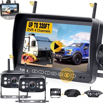 Yakry Y28 Wireless Backup Camera - HD 1080P with 2 Cameras for RVs and Trucks