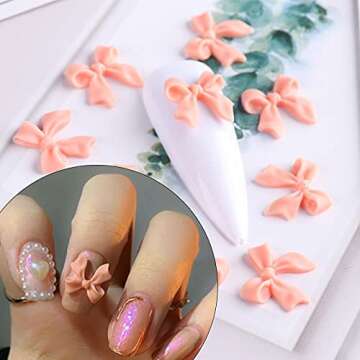Butterfly Bow Nail Charms 140 Pcs 3D Nail Charms for Acrylic Resin Nails DIY Manicure Tips Decoration