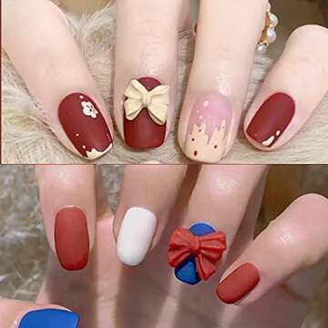 Butterfly Bow Nail Charms 140 Pcs 3D Nail Charms for Acrylic Resin Nails DIY Manicure Tips Decoration