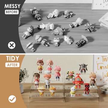Anglelife 8 Pieces Large Display Risers, 4" Wide Clear Rectangular Display Shelf for Showcase Collectibles, Acrylic Display Stand for Retail Desktop Jewelry Funko Pop Figures