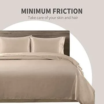 Cobedzy 4 Pieces Taupe Satin Sheets King Size Bed Set, Luxury Silky Satin Bedding Sheets Set with 1 Deep Pocket Fitted Sheet, 1 Soft Flat Sheet, 2 Pillowcases