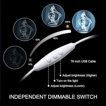 LookLight Skeleton Skull Neon Sign,White Skeleton Neon Sign,Skull Halloween Decor,Neon Signs for Wall Decor,Waving Skull Skeleton Neon Light Sign By USB Led Neon Signs for Bar Club Party