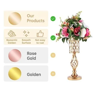 Stunning 20in Metal Crystal Wedding Centerpiece Vases Set