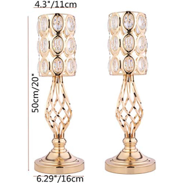 Stunning 20in Metal Crystal Wedding Centerpiece Vases Set