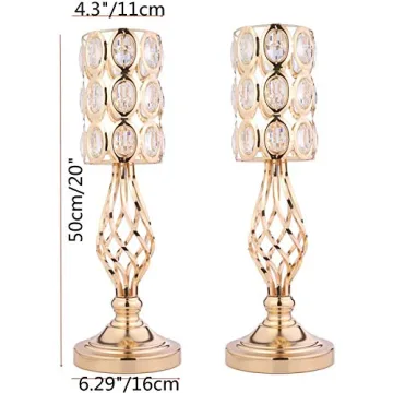 Stunning 20in Metal Crystal Wedding Centerpiece Vases Set